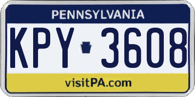 PA license plate KPY3608
