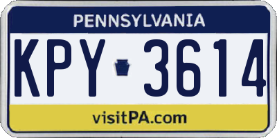PA license plate KPY3614