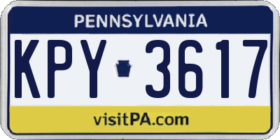 PA license plate KPY3617