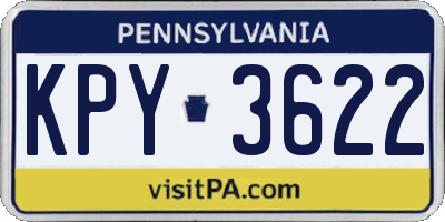 PA license plate KPY3622