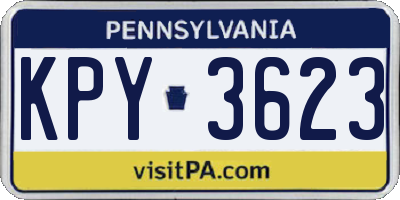 PA license plate KPY3623