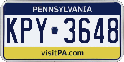PA license plate KPY3648