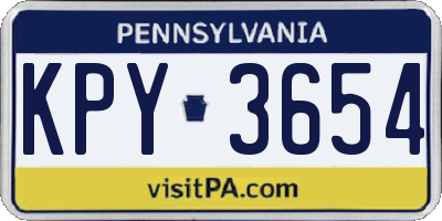 PA license plate KPY3654