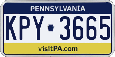 PA license plate KPY3665