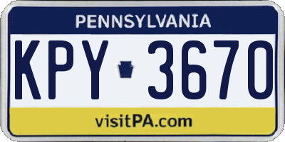 PA license plate KPY3670