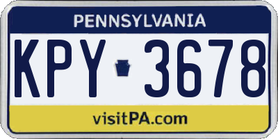 PA license plate KPY3678
