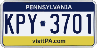PA license plate KPY3701
