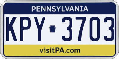 PA license plate KPY3703