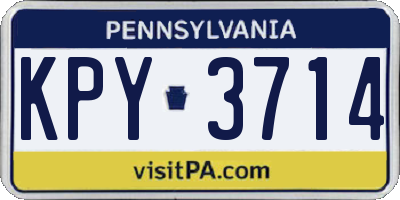 PA license plate KPY3714