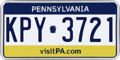 PA license plate KPY3721