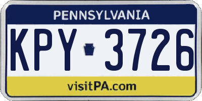 PA license plate KPY3726