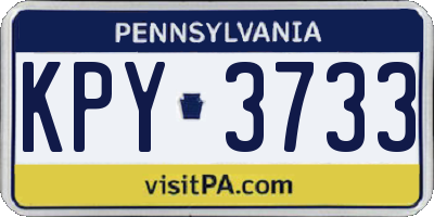 PA license plate KPY3733