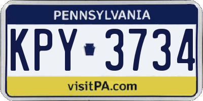 PA license plate KPY3734