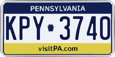PA license plate KPY3740