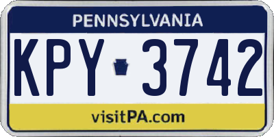 PA license plate KPY3742