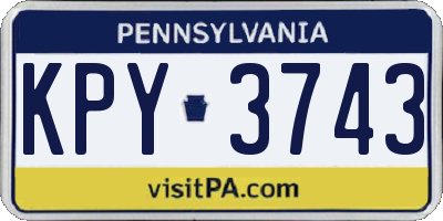 PA license plate KPY3743