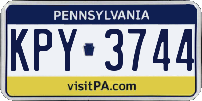 PA license plate KPY3744