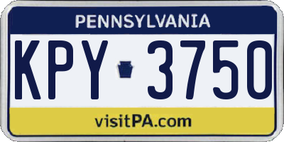 PA license plate KPY3750