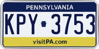 PA license plate KPY3753