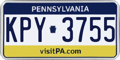 PA license plate KPY3755