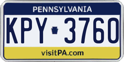 PA license plate KPY3760