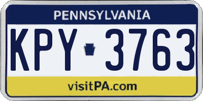 PA license plate KPY3763