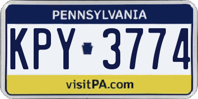 PA license plate KPY3774