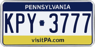 PA license plate KPY3777