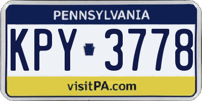 PA license plate KPY3778