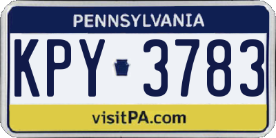 PA license plate KPY3783
