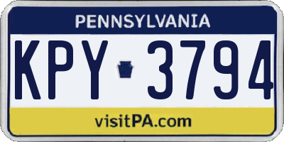 PA license plate KPY3794
