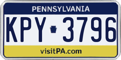 PA license plate KPY3796