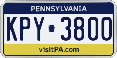 PA license plate KPY3800