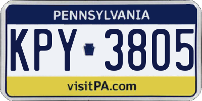 PA license plate KPY3805