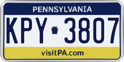 PA license plate KPY3807