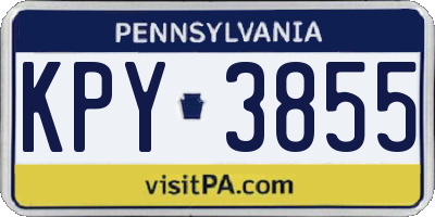 PA license plate KPY3855