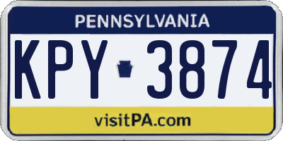 PA license plate KPY3874
