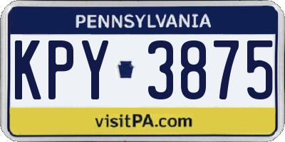 PA license plate KPY3875