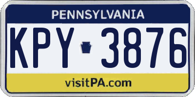 PA license plate KPY3876