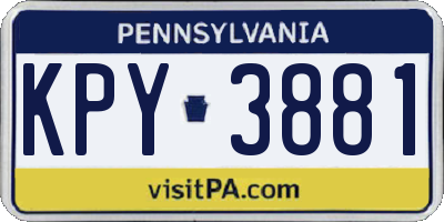 PA license plate KPY3881