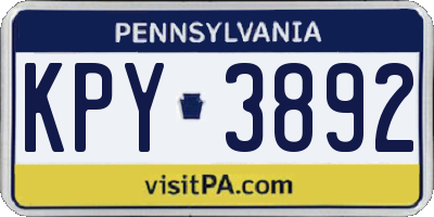 PA license plate KPY3892