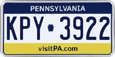 PA license plate KPY3922