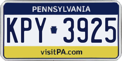 PA license plate KPY3925