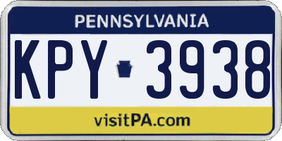 PA license plate KPY3938