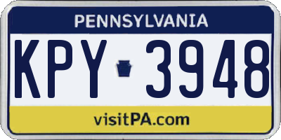 PA license plate KPY3948