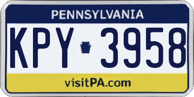 PA license plate KPY3958