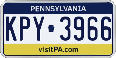 PA license plate KPY3966
