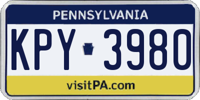 PA license plate KPY3980