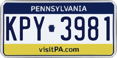 PA license plate KPY3981