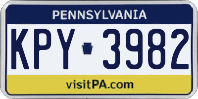 PA license plate KPY3982